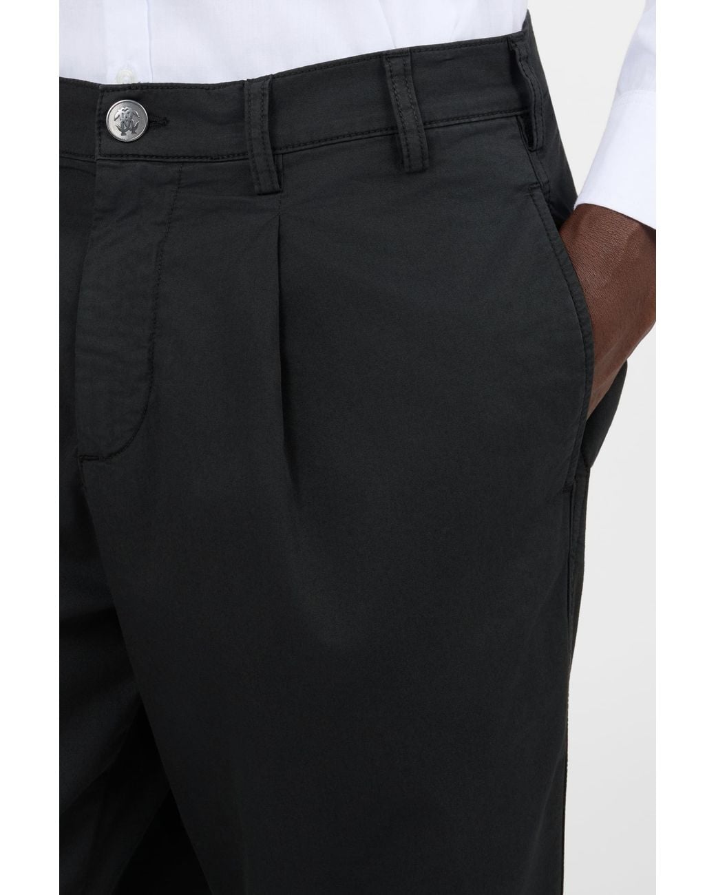 Roberto Cavalli Black Trousers Straight-Leg Pleats for men
