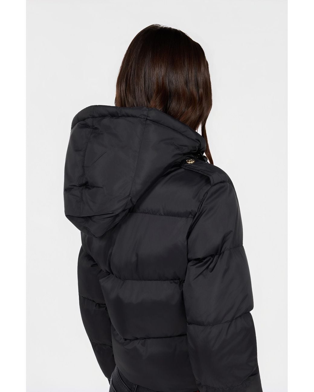 Roberto Cavalli Black Puffer Jacket With Belt