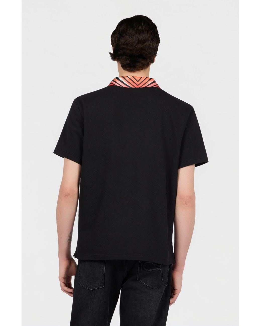 Roberto Cavalli Black Ray Of Paradise Print Polo for men