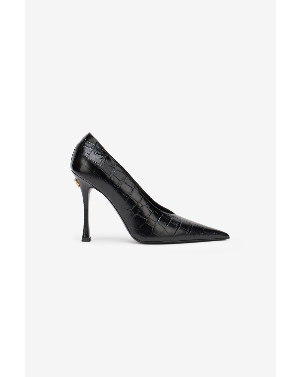 Roberto Cavalli Black Croc-Embossed Pump With Monogram Rc
