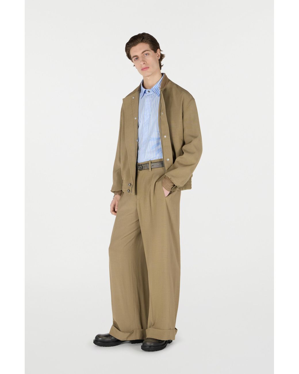 Roberto Cavalli Green Buttoned Bomber Jacket for men