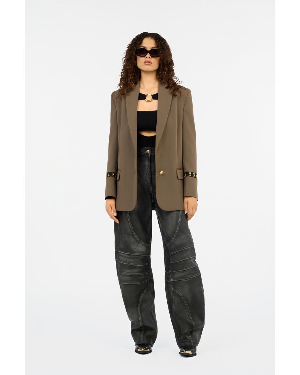 Roberto Cavalli Black Gerippter Pullover