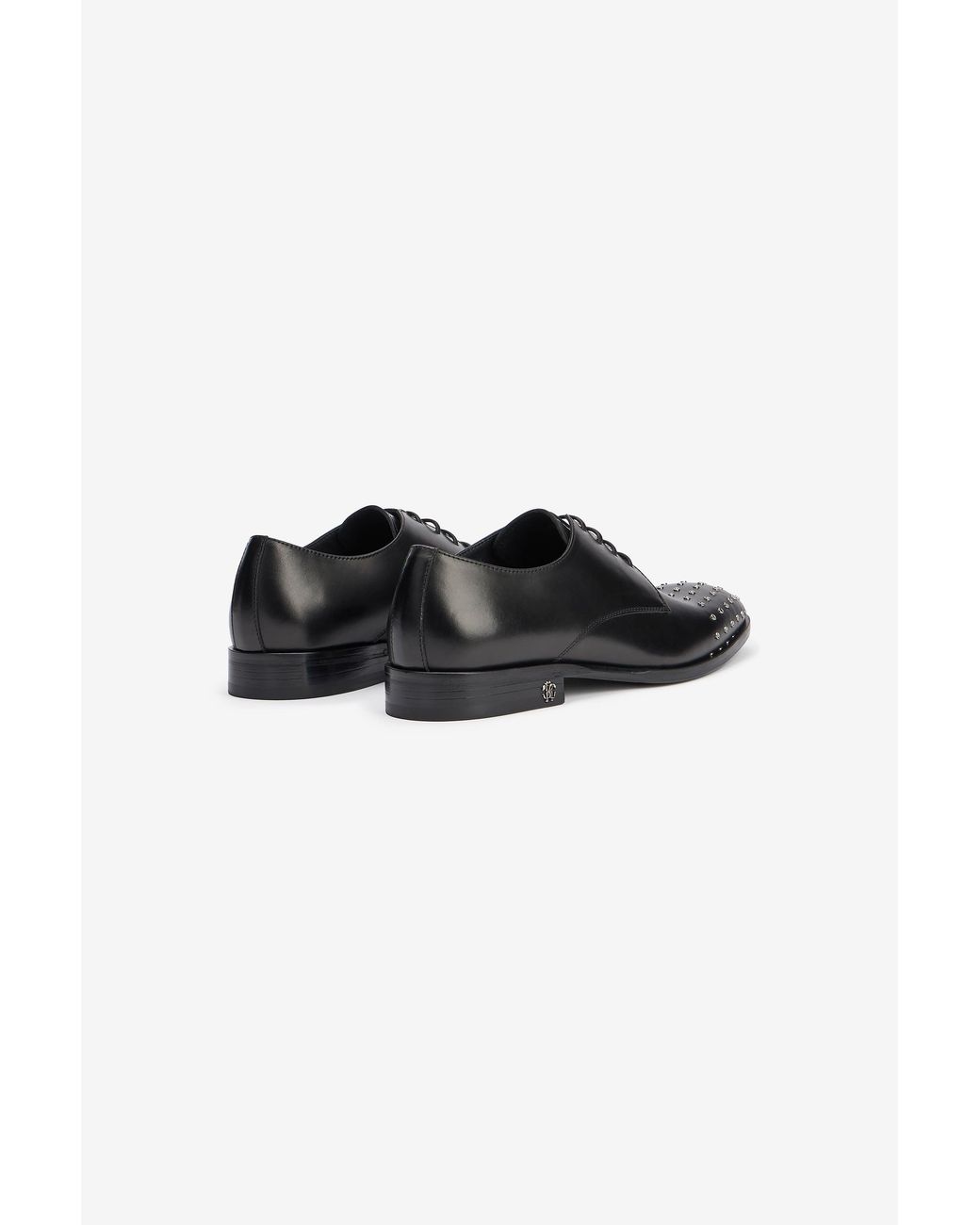 Roberto Cavalli Black Derby Shoes With Studded Toe Cap for men