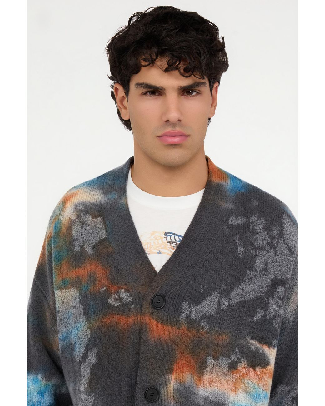 Roberto Cavalli Multicolor Sweater With Rusty Stain Print for men