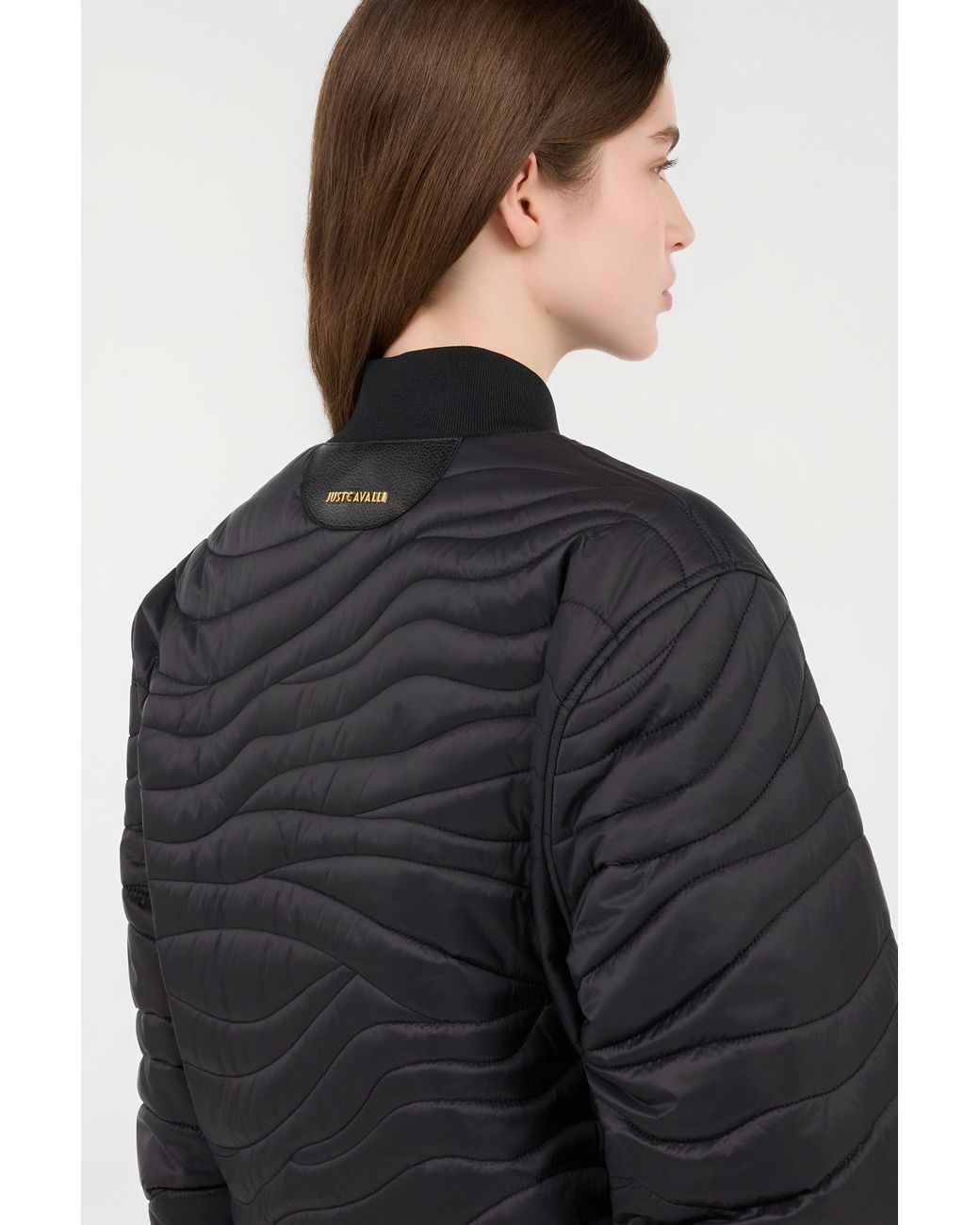 Roberto Cavalli Black Zip Jacket With Quilted Zebra
