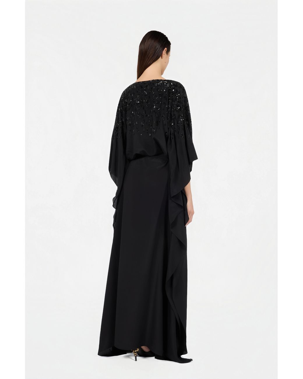 Roberto Cavalli Black Silk Maxi Dress With Embellished Detail