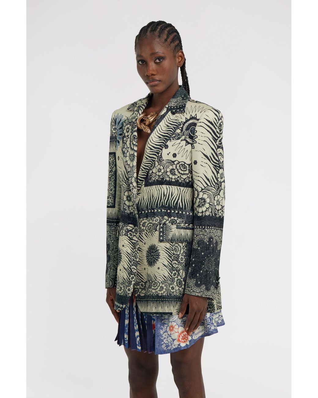 Roberto Cavalli Green Bandana Print Blazer