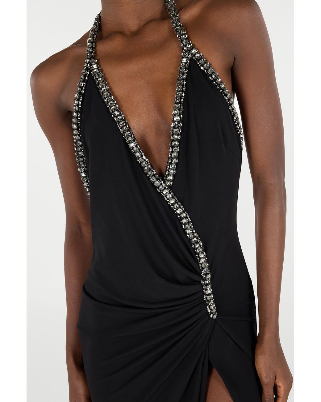Roberto Cavalli Black Long Dress With Rhinestones