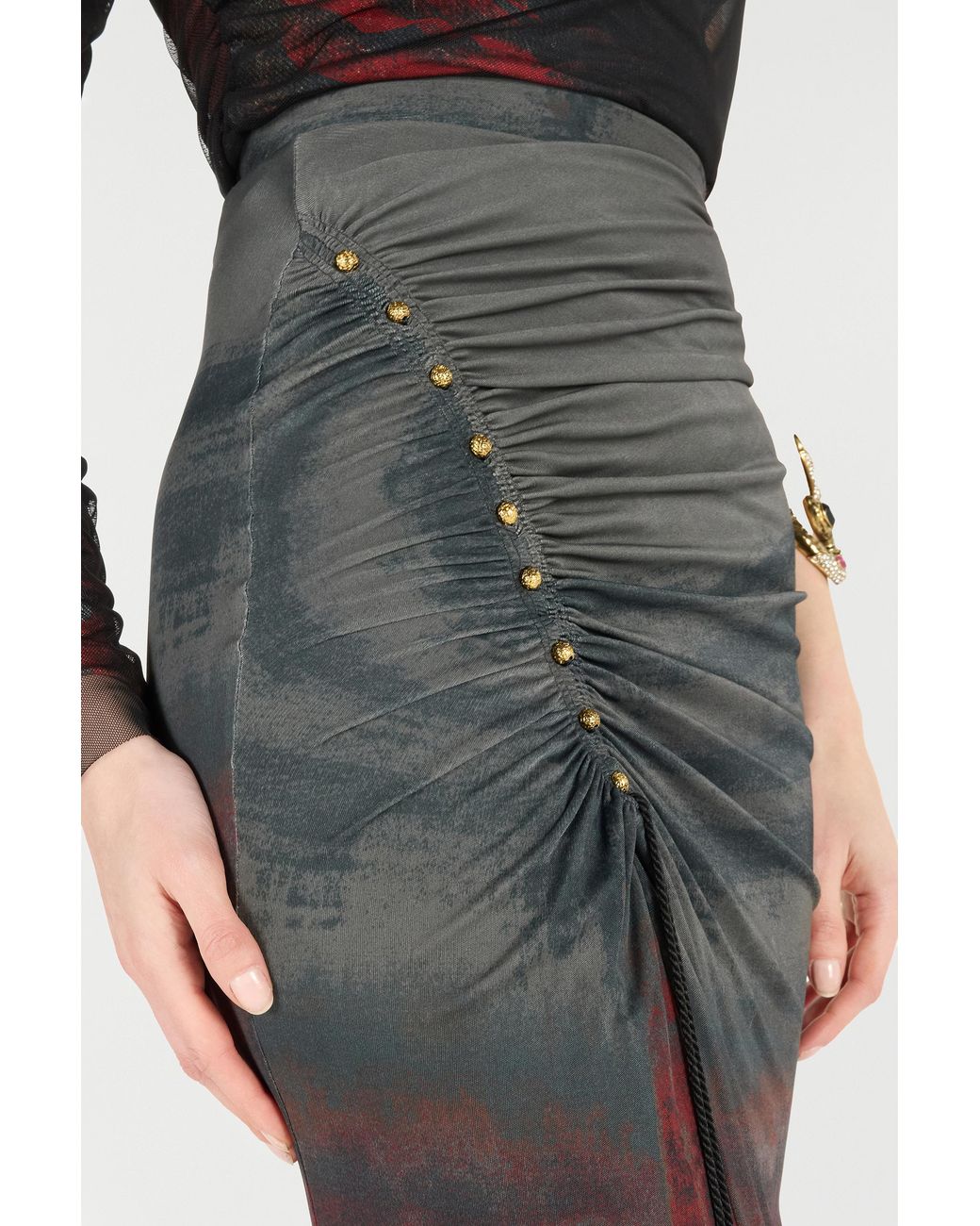 Roberto Cavalli Multicolor Mottled-Effect Midi Skirt