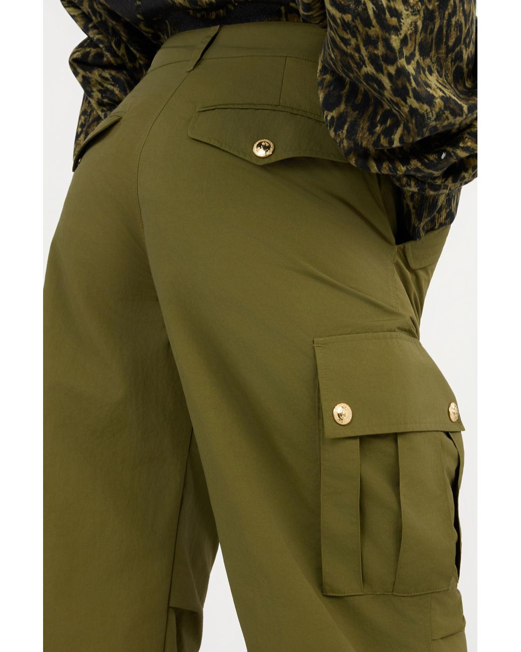Roberto Cavalli Green Cargo Trousers With Buttons