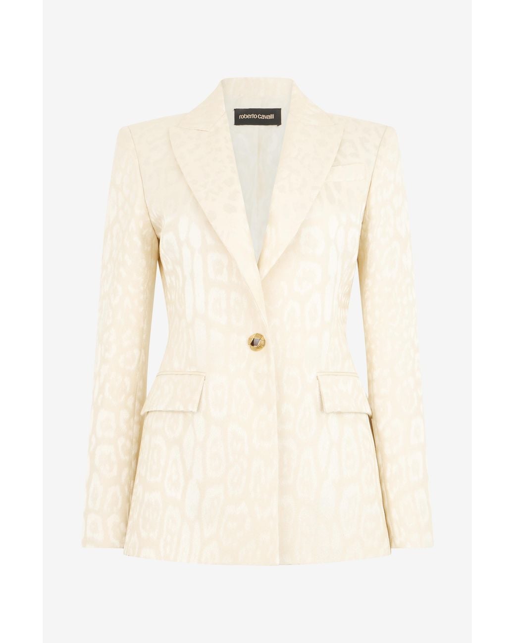 Roberto Cavalli Natural Ivory Jacket With Jaguar Motif