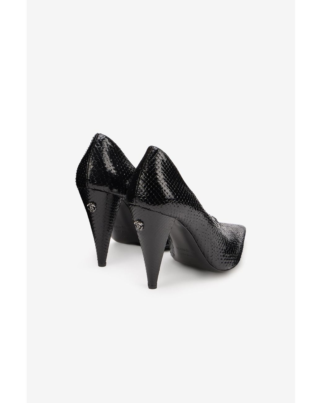 Roberto Cavalli Black Snake-Effect Pumps