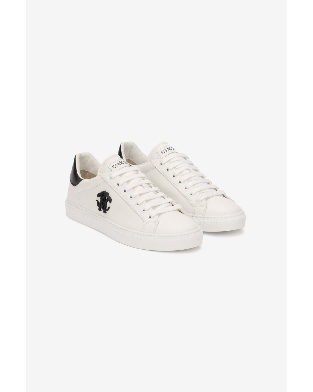 Roberto Cavalli Multicolor Leather Sneaker With Monogram Rc for men