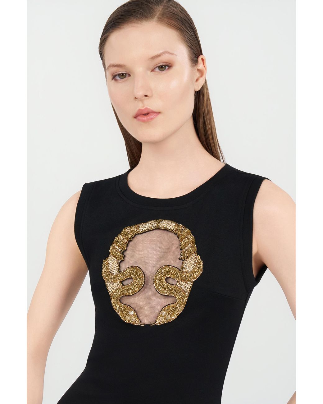 Roberto Cavalli Black Embroidered Dress