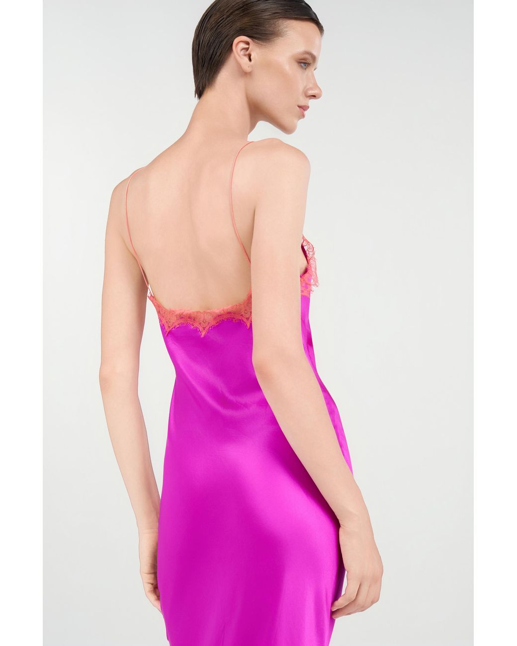 Roberto Cavalli Pink Fuchsia Silk Maxi Slip Dress