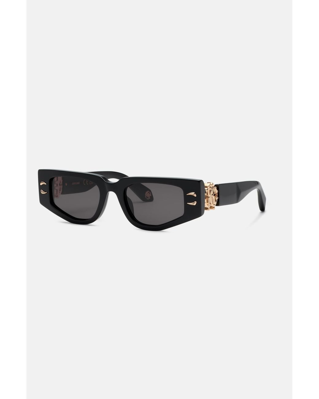 Roberto Cavalli Black Sunglasses With Rectangular Front And Fangs