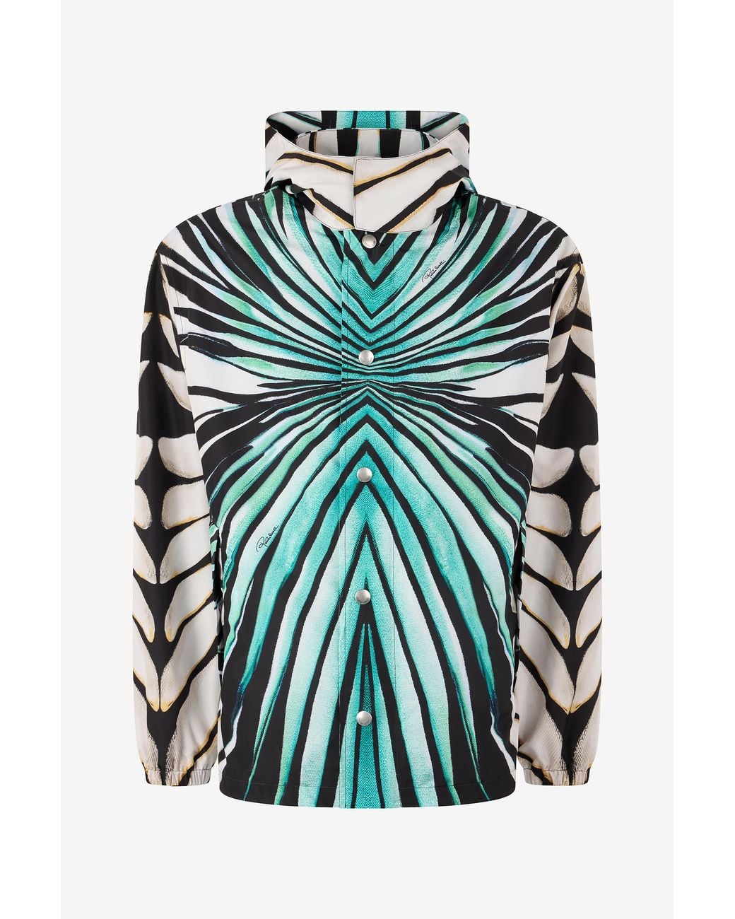 Roberto Cavalli Green Ray Of Sea Print Bomber for men