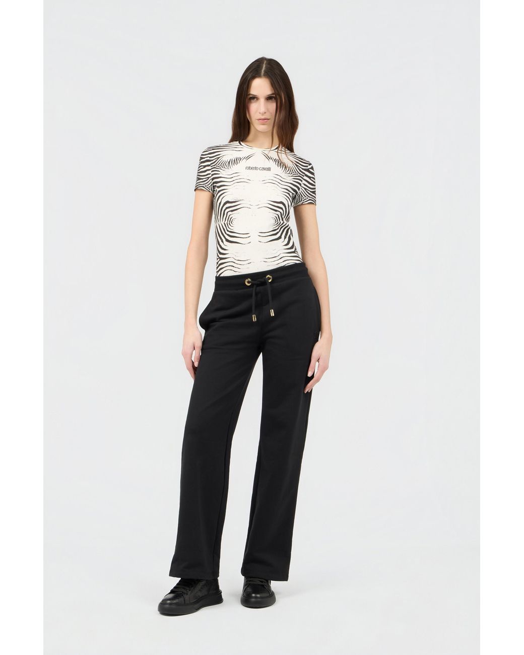 Roberto Cavalli White Zebra Print T-Shirt