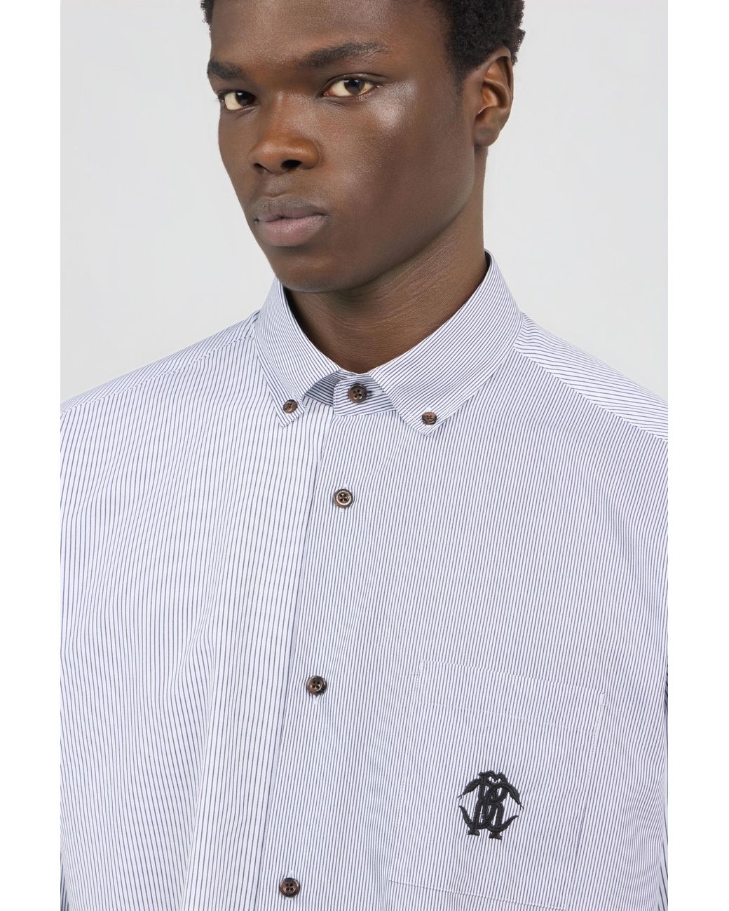 Roberto Cavalli Blue Striped Shirt With Monogram Rc for men