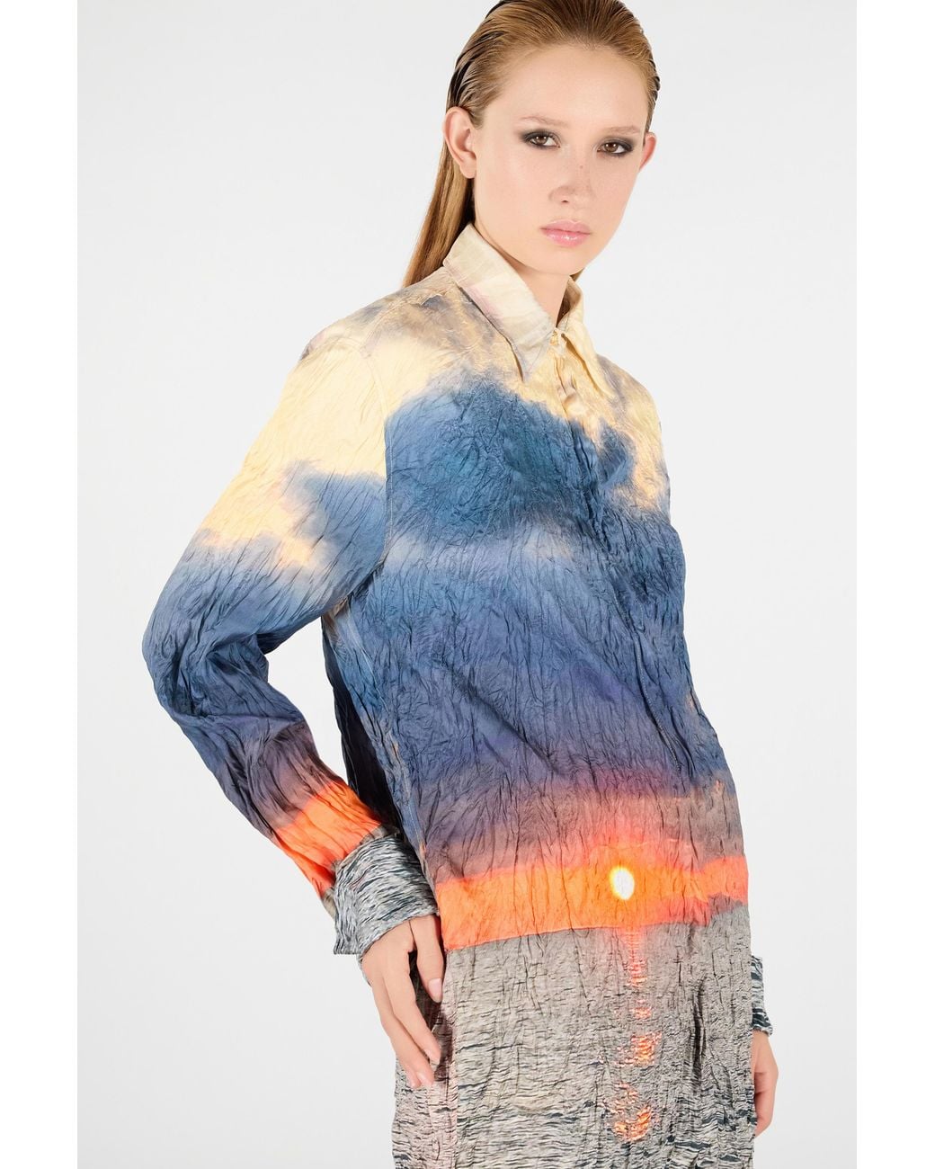 Roberto Cavalli Blue Sunrise Print Dress