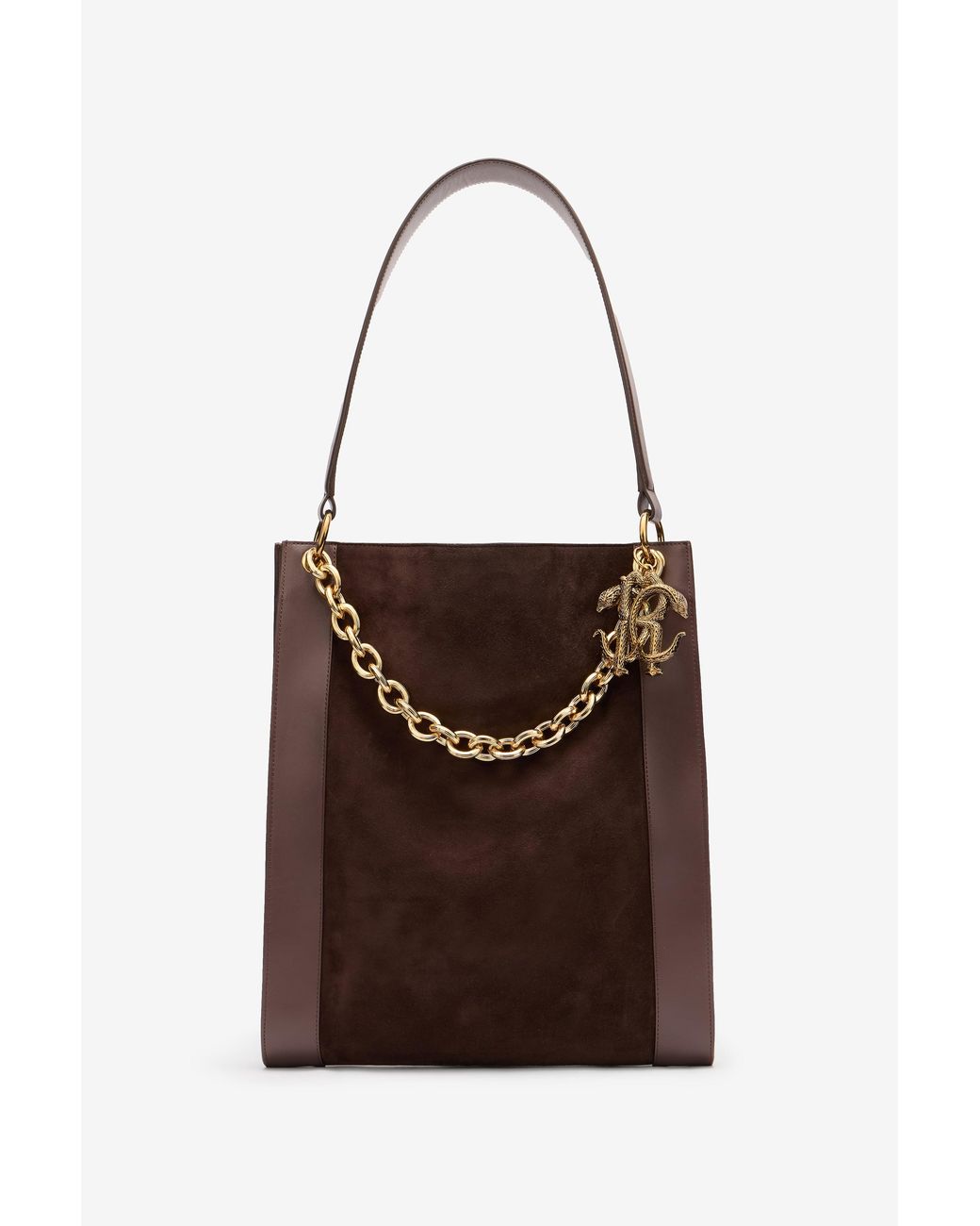 Roberto Cavalli Brown Shoulder Bag With Chain