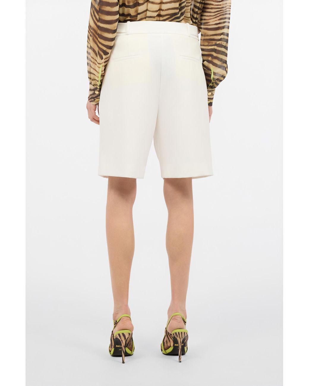 Bermudas Sastre Con Cinturón Roberto Cavalli de color White