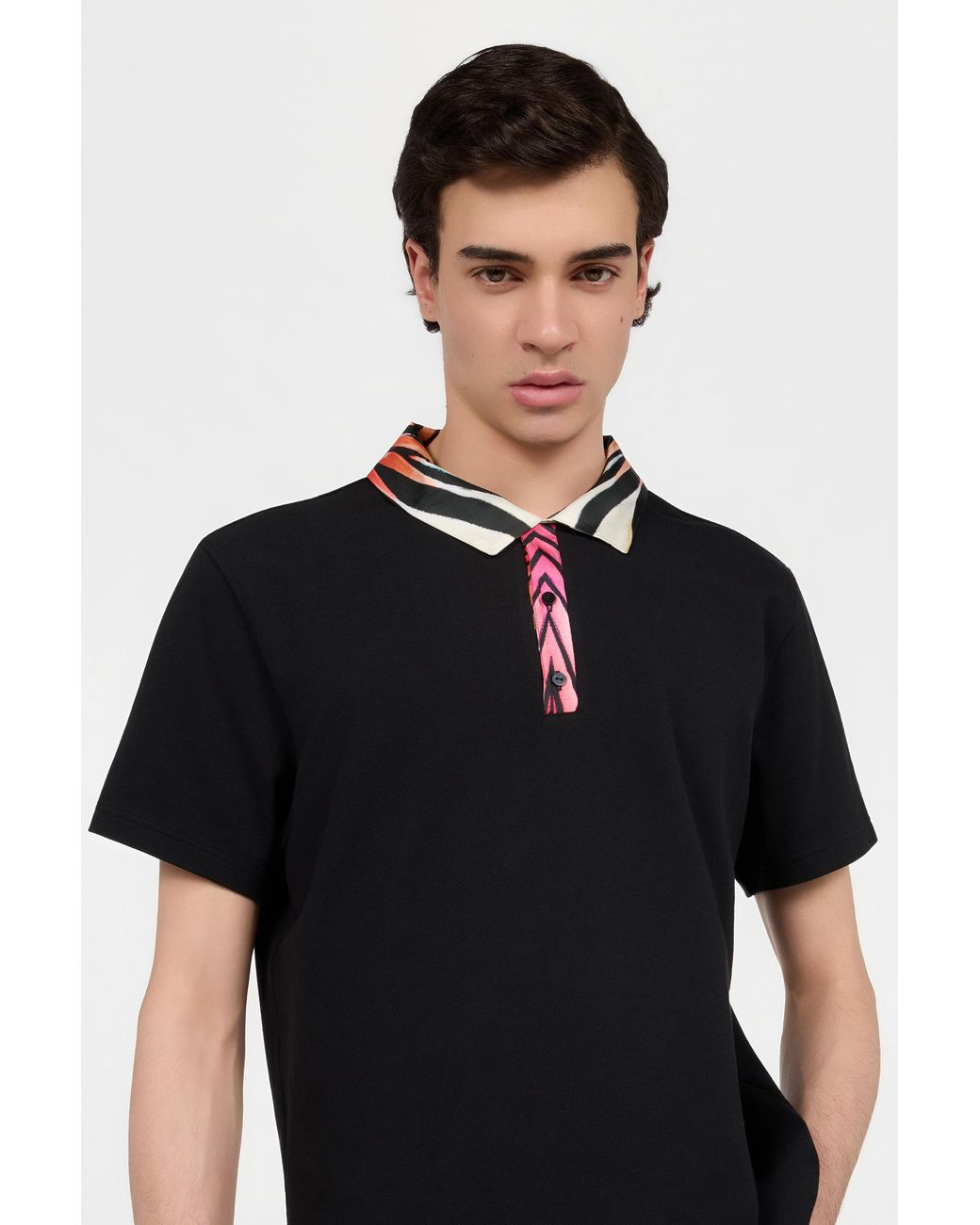 Roberto Cavalli Black Ray Of Paradise Print Polo for men