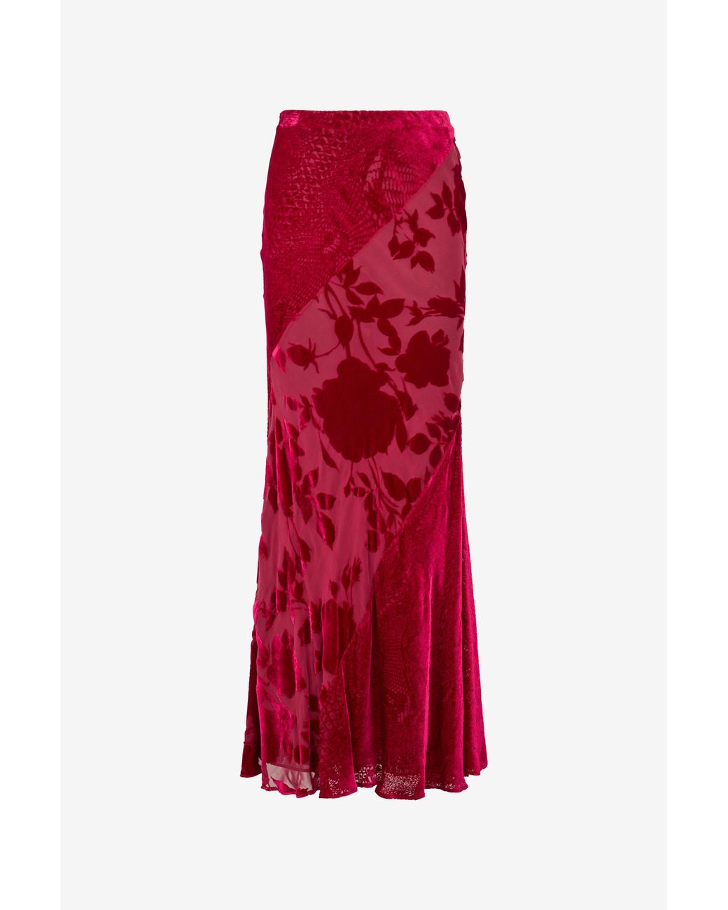 Roberto Cavalli Red Rose And Python Pattern Long Skirt