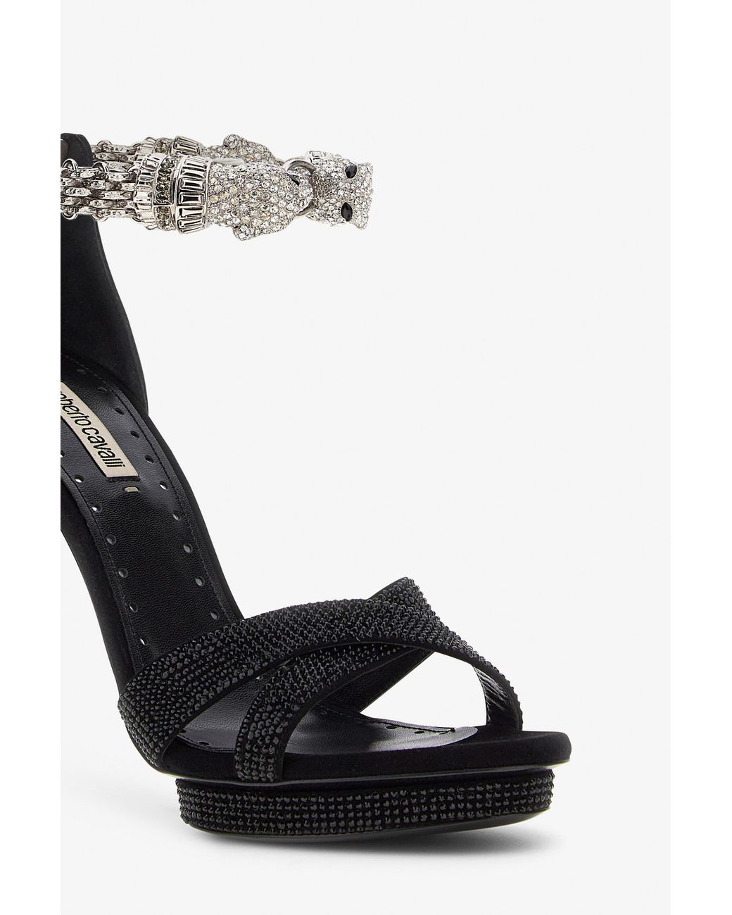 Roberto Cavalli Black Panther-Head High-Heel Sandals