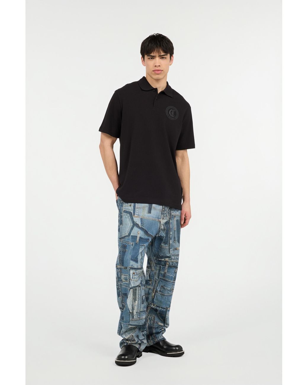 Roberto Cavalli Black Polo With Jc Monogram Embroidery for men
