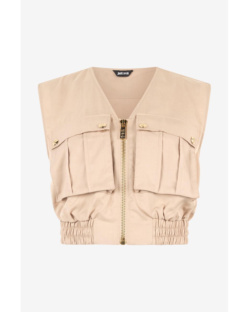 Roberto Cavalli Natural Crop Top With Utility Pockets