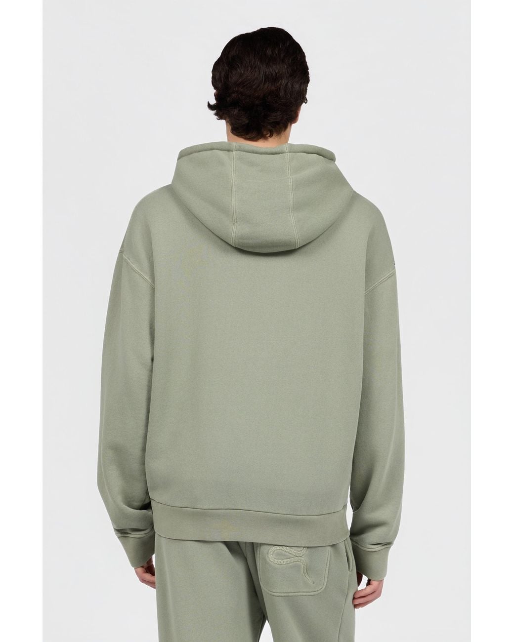 Roberto Cavalli Green Sage Hoodie With Embroidered Snake for men