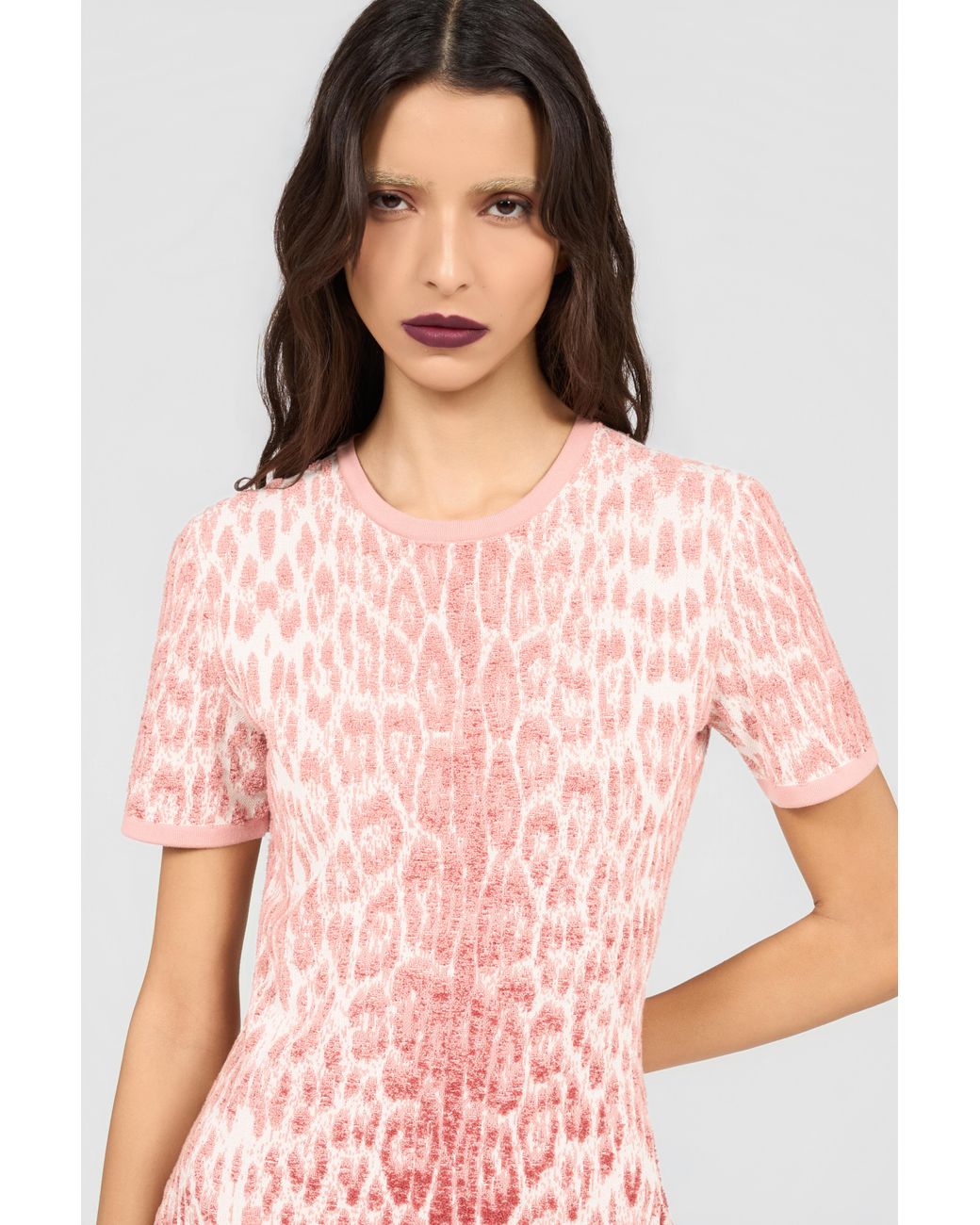Roberto Cavalli Pink Jaguar Print Midi Dress