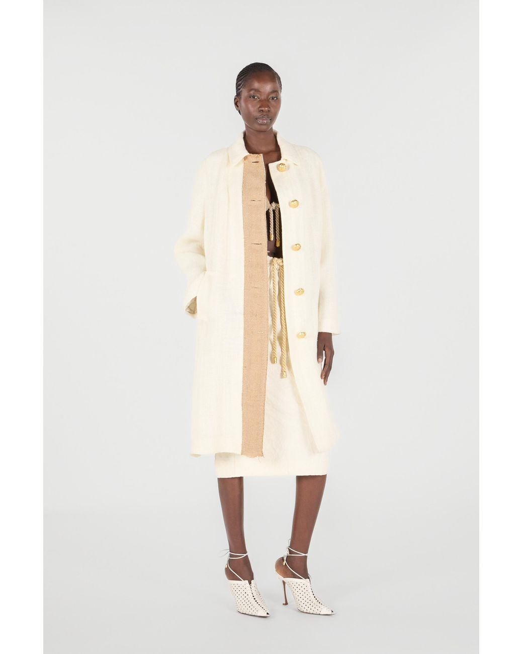 Roberto Cavalli White Wall Print Coat