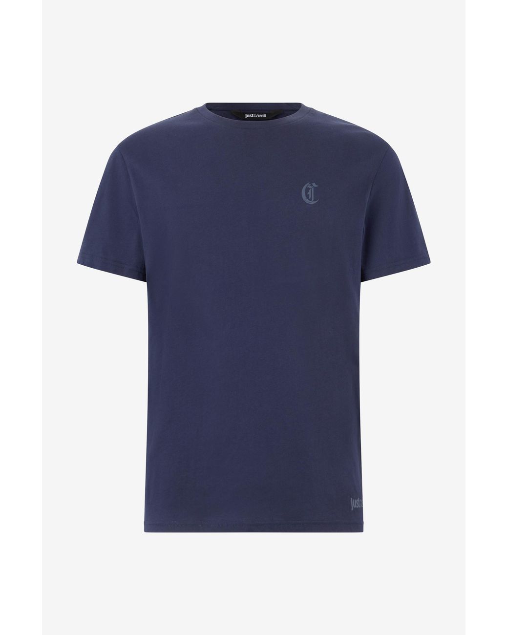 Roberto Cavalli Blue Cotton T-Shirt With Logo for men