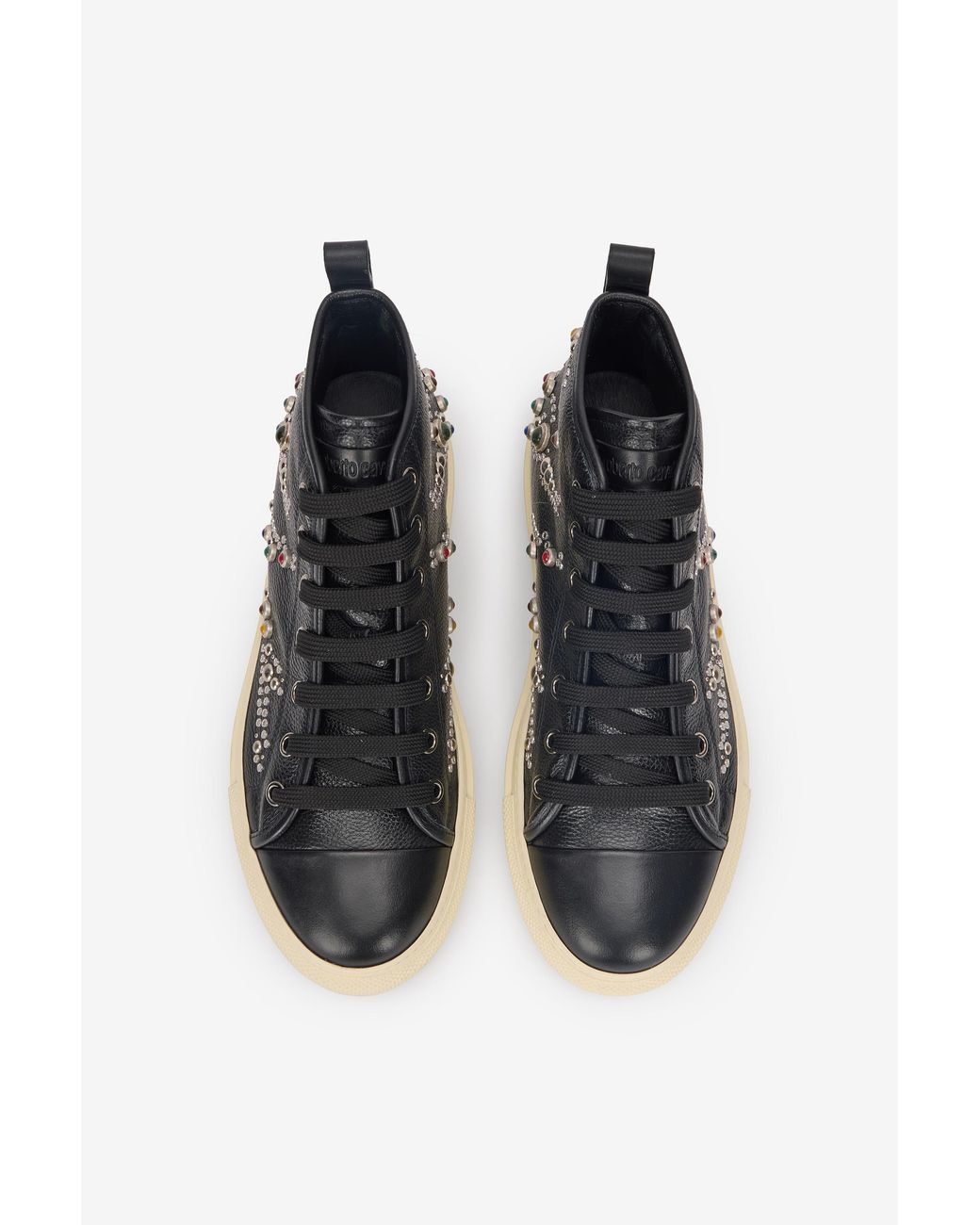 Roberto Cavalli Black High-Top Sneakers With Studs And Stones for men