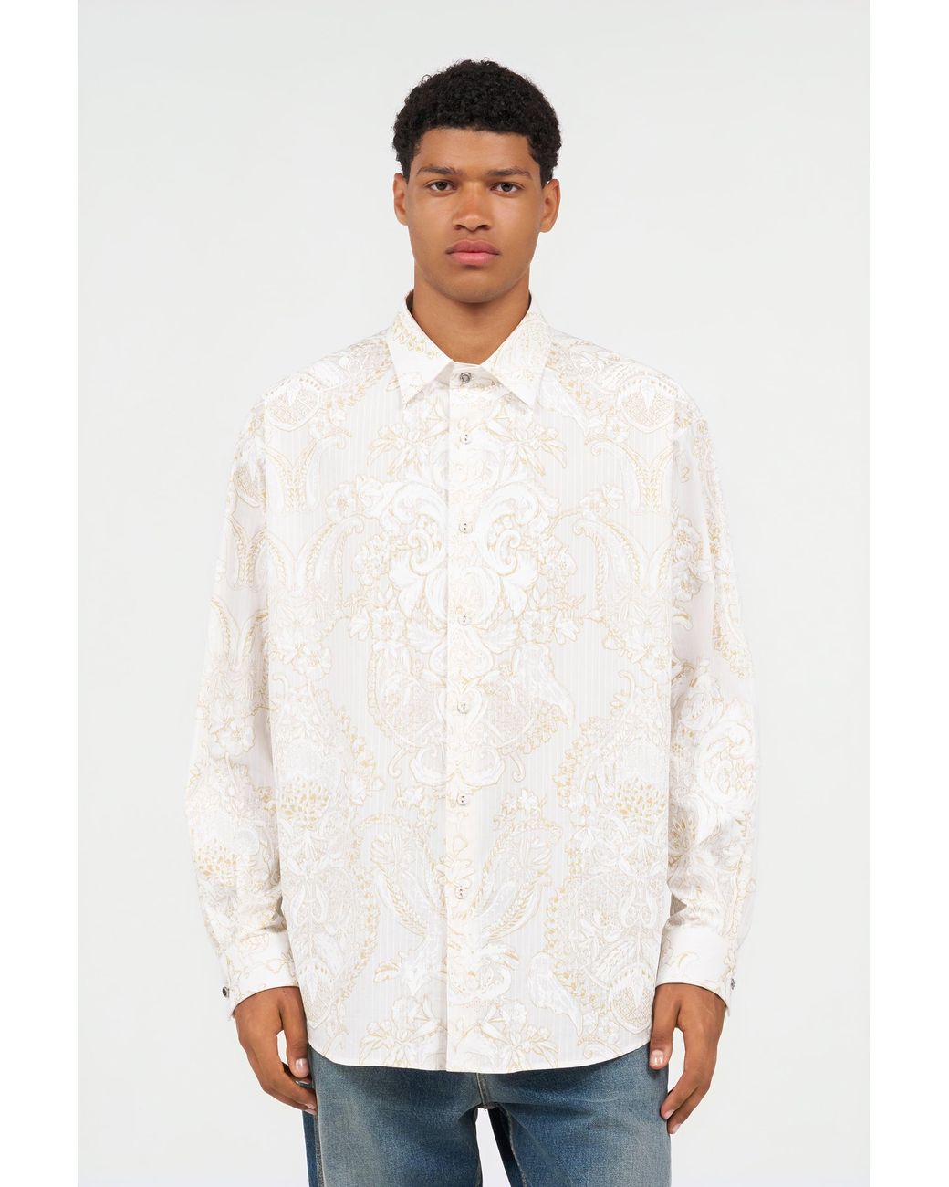 Roberto Cavalli White Shirt With Ornamental Motif for men