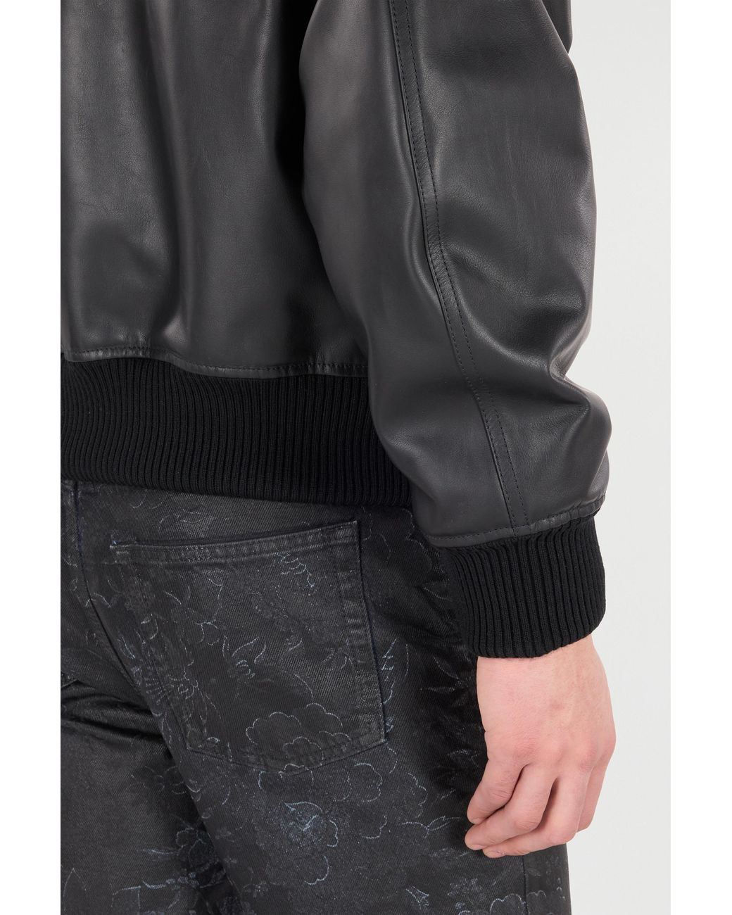 Roberto Cavalli Black Leather Bomber Jacket With Hood for men