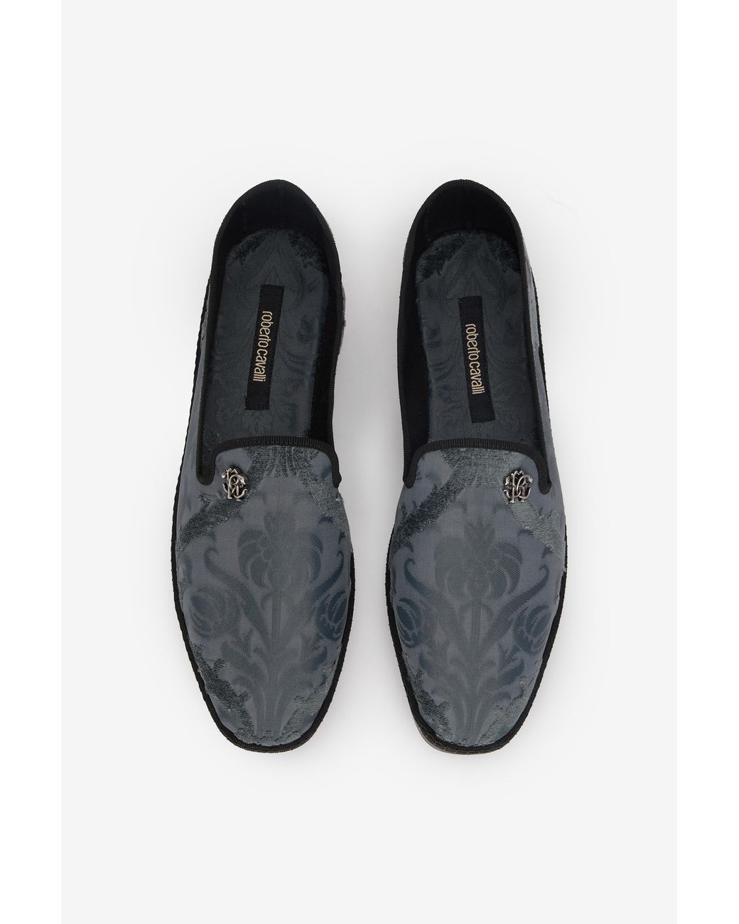 Roberto Cavalli Black Jacquard Slip-On Shoes for men