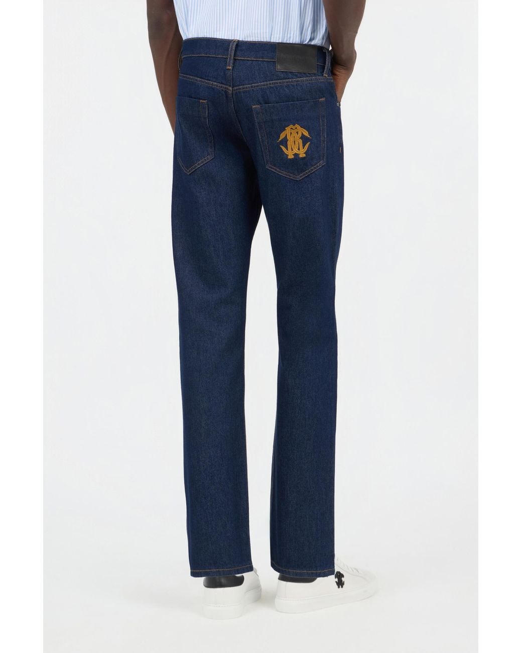 Roberto Cavalli Blue Jeans With Monogram Rc Embroidery for men