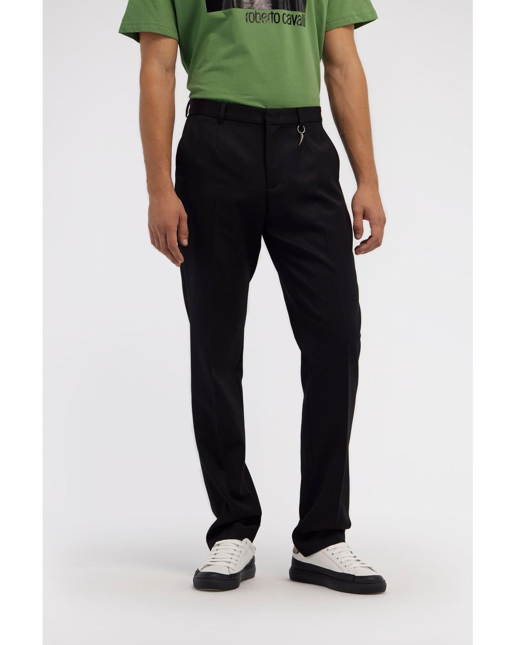 Roberto Cavalli Black Tiger Tooth Tailored Trousers for men