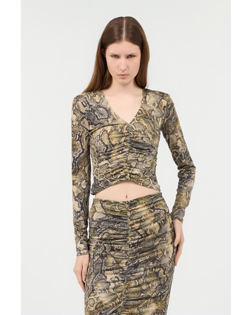 Roberto Cavalli White Top With Python Print