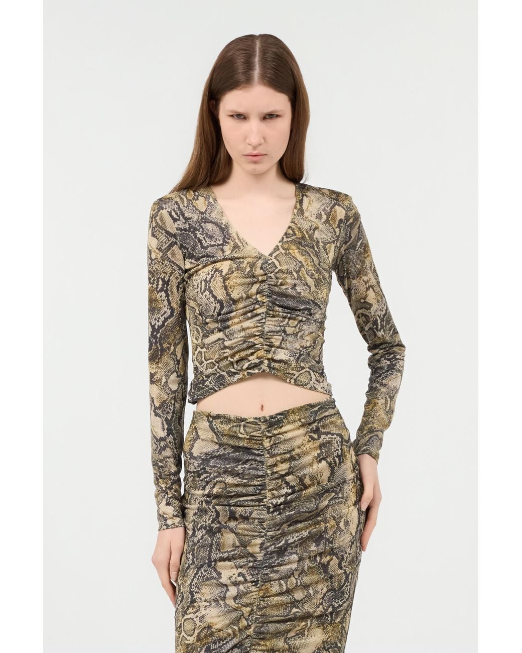 Roberto Cavalli White Top With Python Print