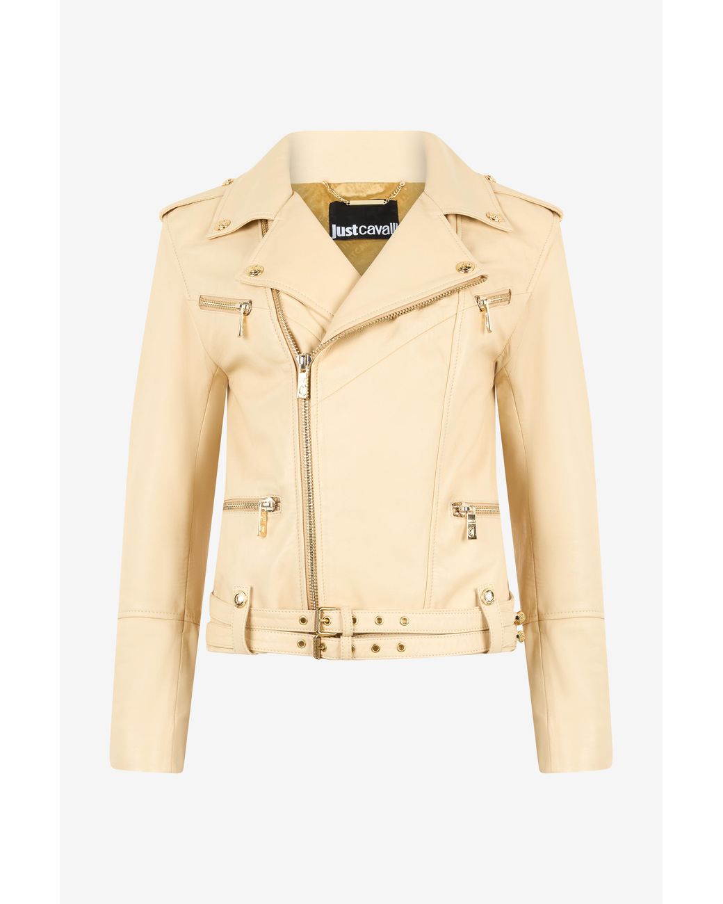 Roberto Cavalli Natural Jacket With Studded Logo