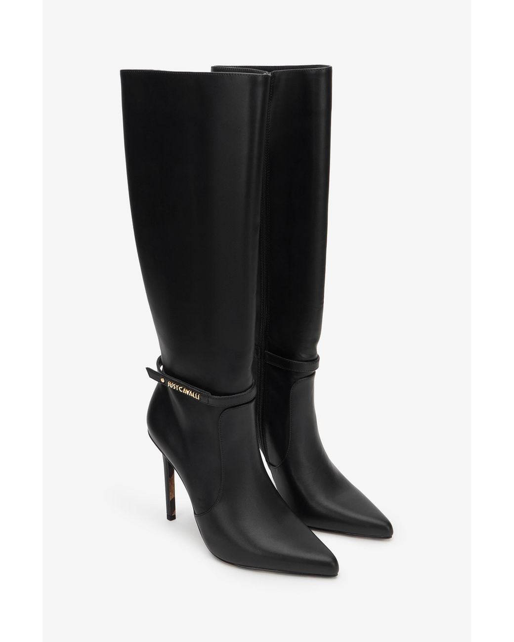 Roberto Cavalli Black Boots With Logo Detail