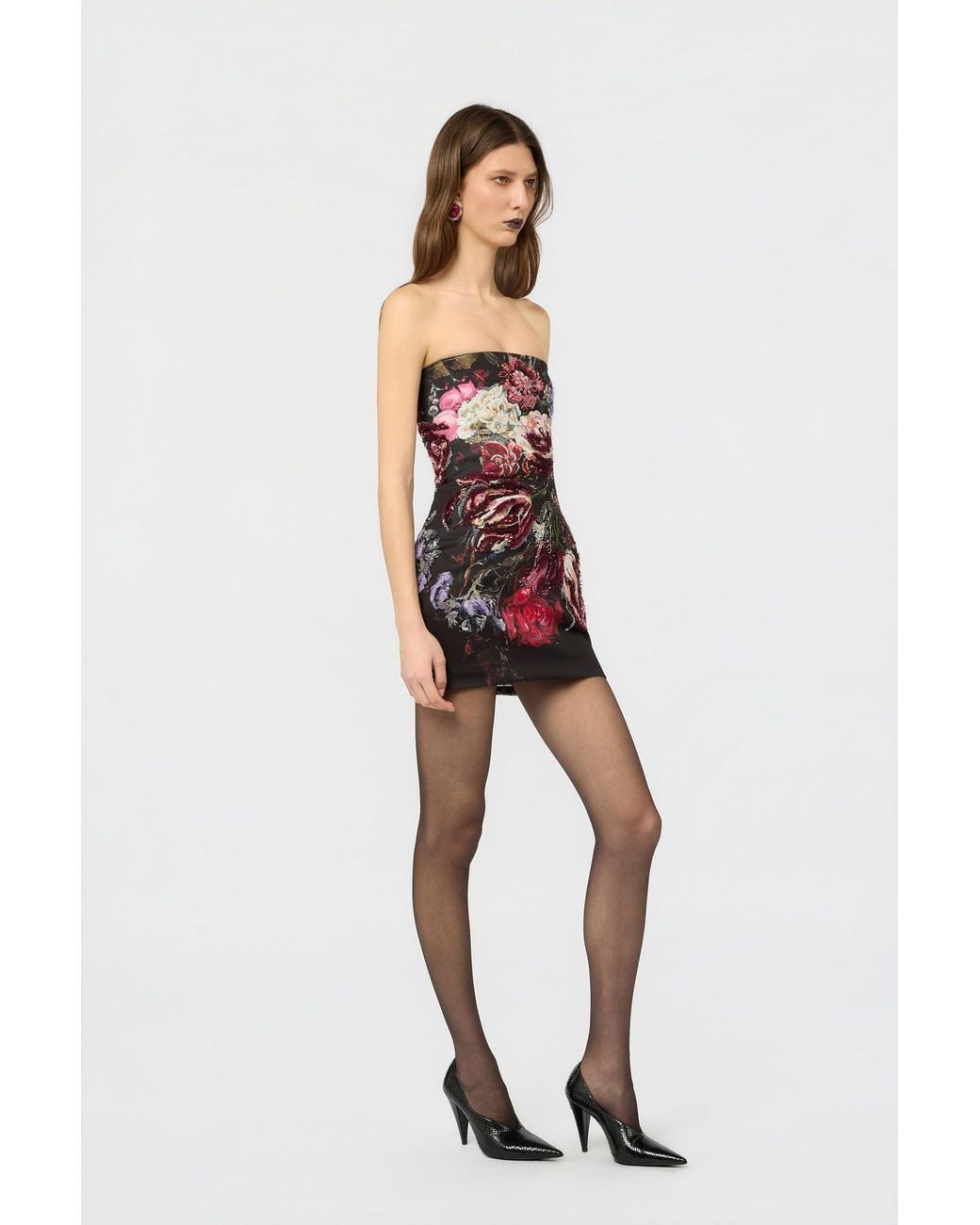 Roberto Cavalli Embroidered Mini Dress With Fiammingo Flowers Print