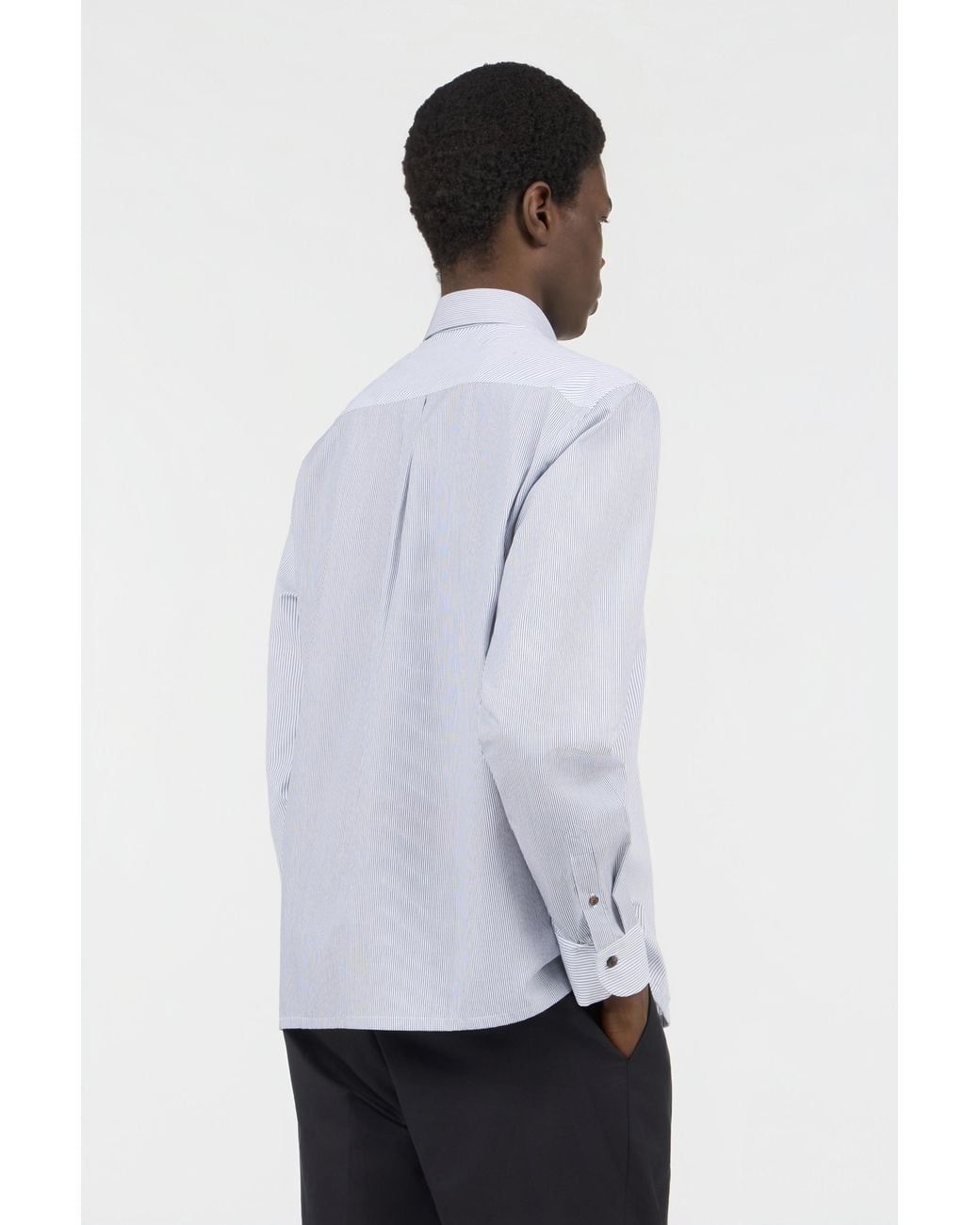 Roberto Cavalli Blue Striped Shirt With Monogram Rc for men