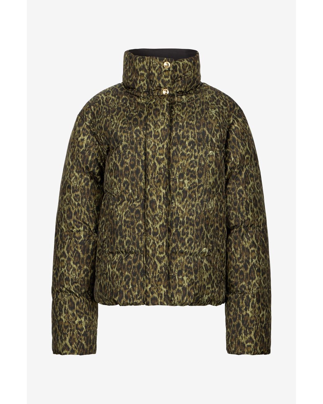 Roberto Cavalli Black Leopard Jacquard Print Reversible Puffer Jacket