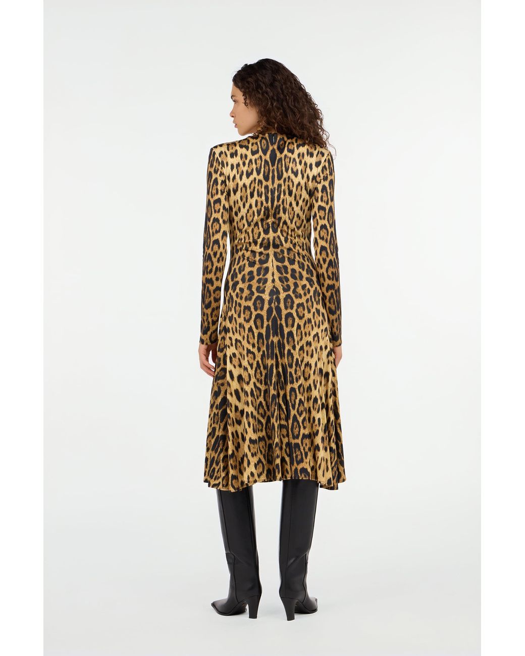 Roberto Cavalli White Jaguar Skin Print Wrap Midi Dress
