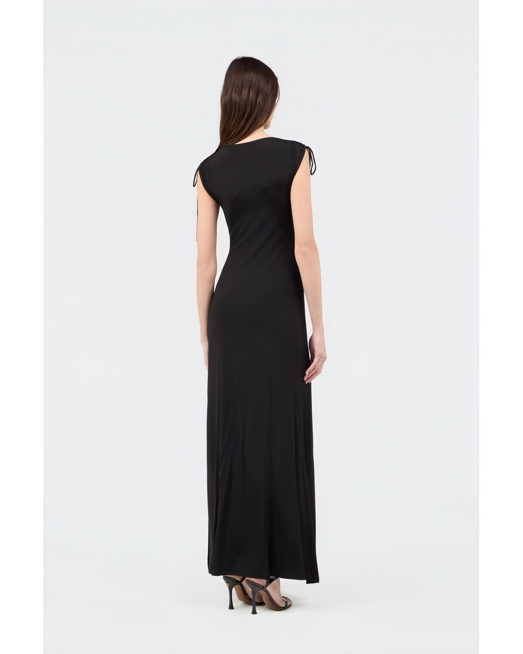 Roberto Cavalli Black Maxi Dress With Mirror Snake Detail